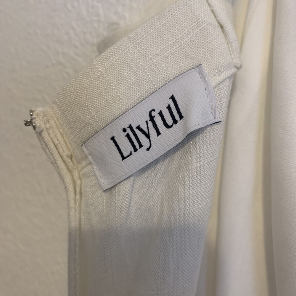 Lilyful Woman's Small White Strappy Cotton Ankle Length Romper Jumper Jumpsuit - Picture 5 of 8